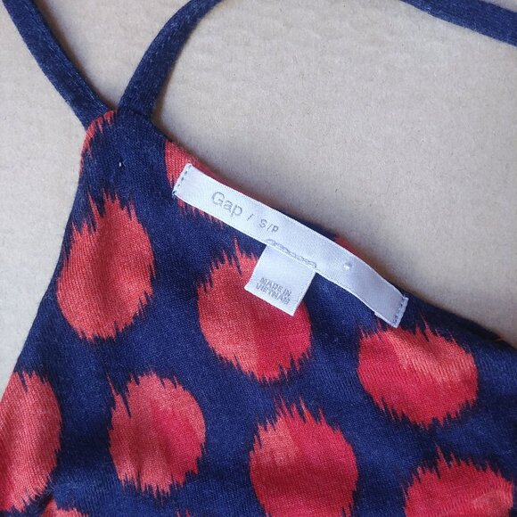 4/$20 Gap navy blue orange red spot polka dot maxi dress racerback soft stretc… - Picture 9 of 12